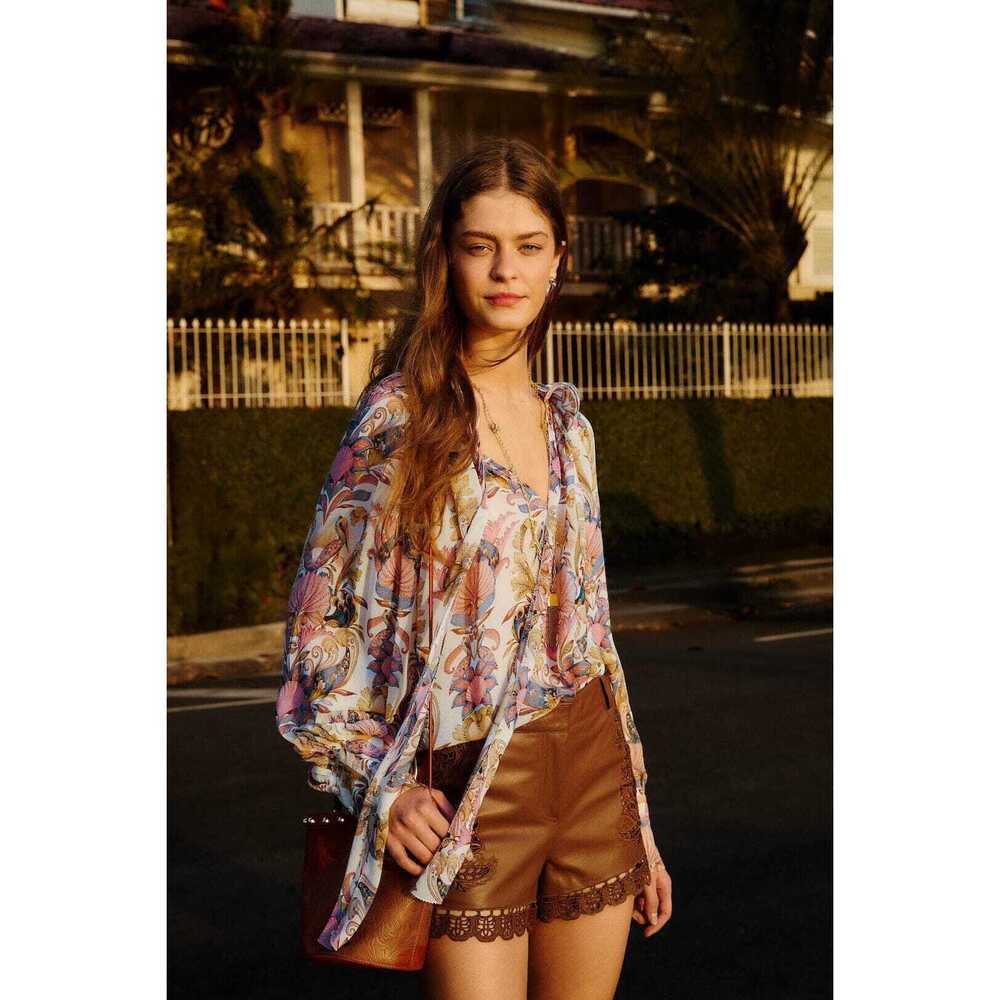 Off-White Sea Garden Ruffled Long Sleeve Blouse